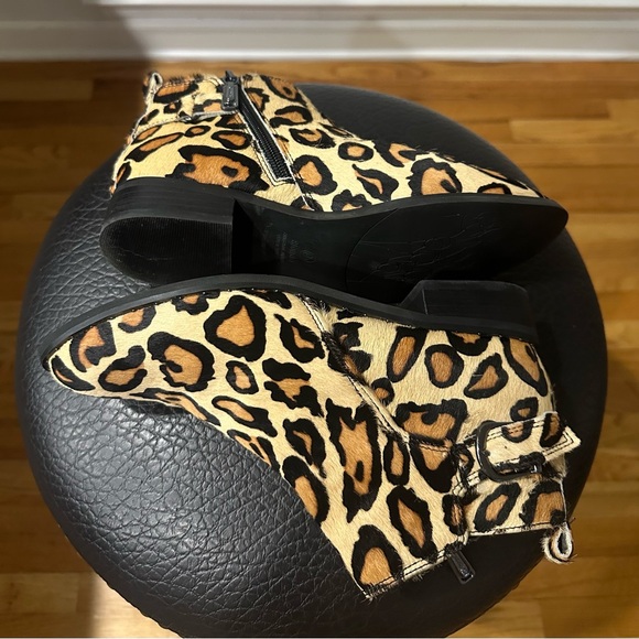 Tami Leopard Print Cow Hair Ankle Boots Animal Print Waterproof Boots! Size 6M - Picture 5 of 10